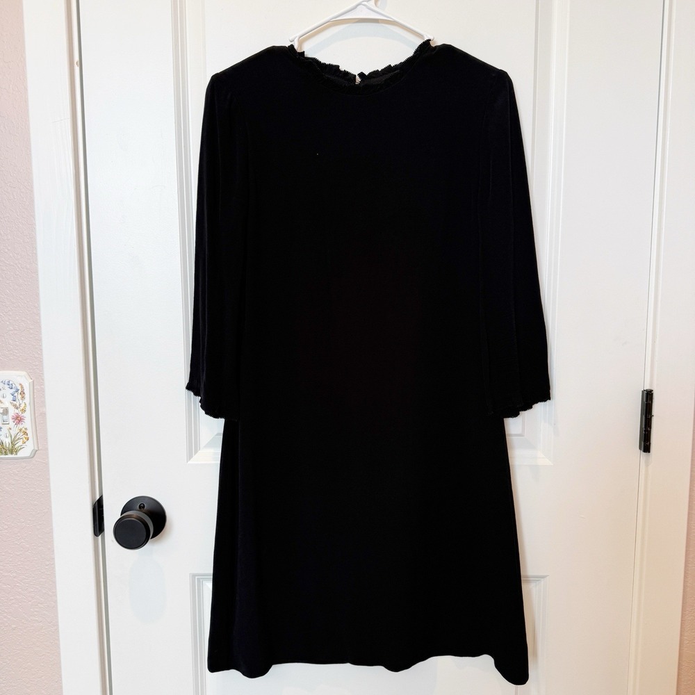 Kate Spade Womens Black Shift Dress 4 Cocktail Event Ruffles Formal Occasion